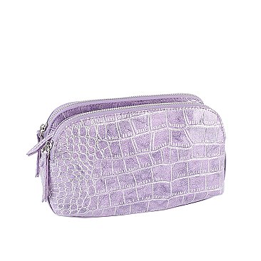 Silver Croc Crossbody Bag