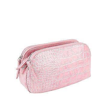 Silver Croc Crossbody Bag