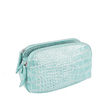 Silver Croc Crossbody Bag