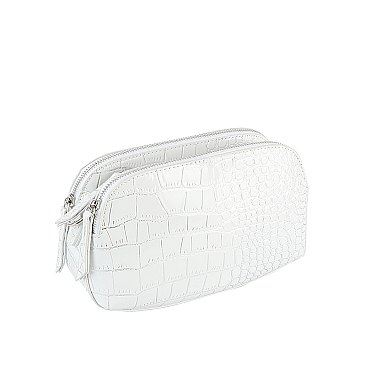 Silver Croc Crossbody Bag