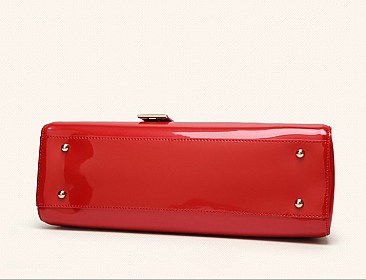 GLOSSY METAL FRAMED SATCHEL BAG