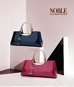 GLOSSY METAL FRAMED SATCHEL BAG