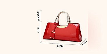 GLOSSY METAL FRAMED SATCHEL BAG