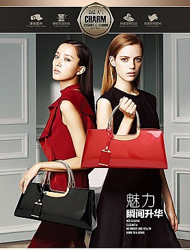 GLOSSY METAL FRAMED SATCHEL BAG