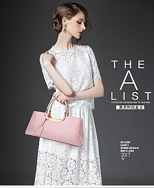 GLOSSY METAL FRAMED SATCHEL BAG