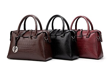 Crocodile Boston Satchel Soft Touch Handbags