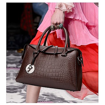 Crocodile Boston Satchel Soft Touch Handbags