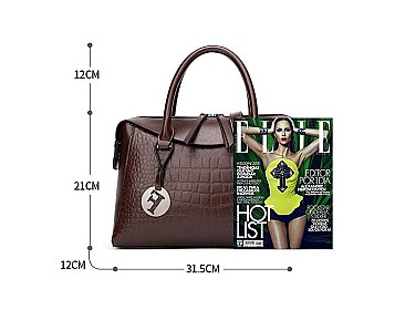 Crocodile Boston Satchel Soft Touch Handbags