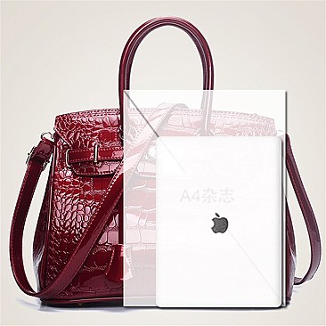 PATENT CROCODILE PADLOCK SATCHEL