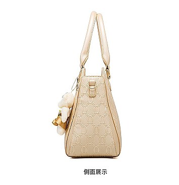 4 IN 1 TEDDY BEAR ACCENT SATCHEL SHOULDER BAG AND PURSE SET