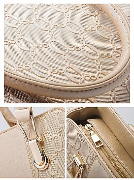 4 IN 1 TEDDY BEAR ACCENT SATCHEL SHOULDER BAG AND PURSE SET