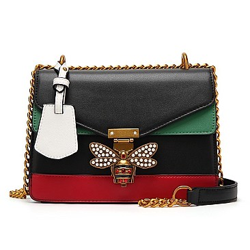 TQUEEN BEE ACCENT SHOULDER CROSSBODY BAG