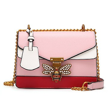 TQUEEN BEE ACCENT SHOULDER CROSSBODY BAG