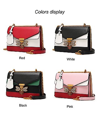 TQUEEN BEE ACCENT SHOULDER CROSSBODY BAG