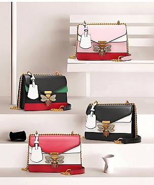 TQUEEN BEE ACCENT SHOULDER CROSSBODY BAG