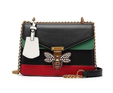 TQUEEN BEE ACCENT SHOULDER CROSSBODY BAG