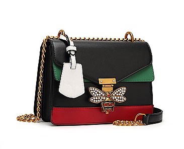 TQUEEN BEE ACCENT SHOULDER CROSSBODY BAG