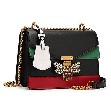 TQUEEN BEE ACCENT SHOULDER CROSSBODY BAG