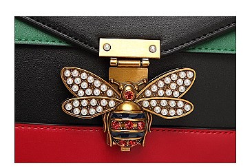 TQUEEN BEE ACCENT SHOULDER CROSSBODY BAG