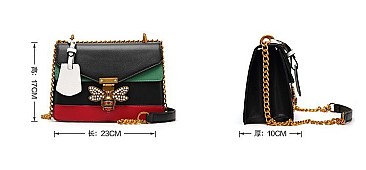 TQUEEN BEE ACCENT SHOULDER CROSSBODY BAG