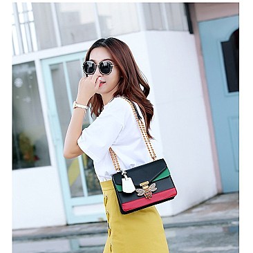 TQUEEN BEE ACCENT SHOULDER CROSSBODY BAG