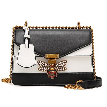 TQUEEN BEE ACCENT SHOULDER CROSSBODY BAG