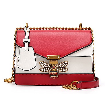 TQUEEN BEE ACCENT SHOULDER CROSSBODY BAG