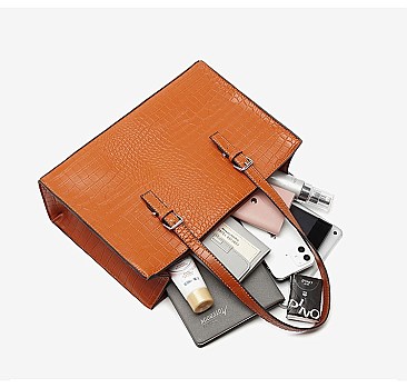 3 IN 1 CROCODILE PRINT SATCHEL CLUTCH SET