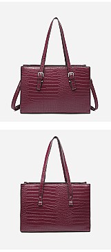 3 IN 1 CROCODILE PRINT SATCHEL CLUTCH SET