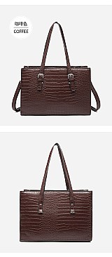 3 IN 1 CROCODILE PRINT SATCHEL CLUTCH SET