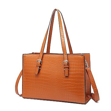3 IN 1 CROCODILE PRINT SATCHEL CLUTCH SET
