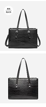 3 IN 1 CROCODILE PRINT SATCHEL CLUTCH SET