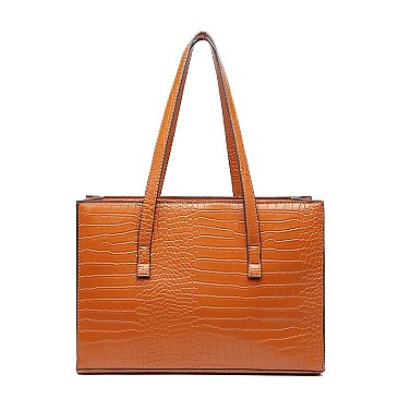 3 IN 1 CROCODILE PRINT SATCHEL CLUTCH SET