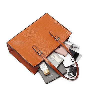 3 IN 1 CROCODILE PRINT SATCHEL CLUTCH SET