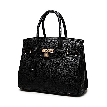 2-Way Padlock Accent Structured Satchel