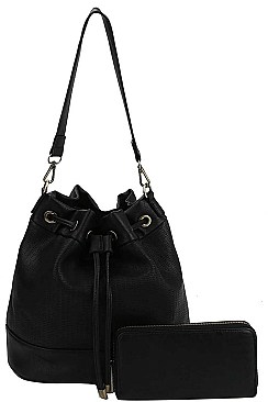 2IN1 BUCKET SHOULDER BAG WITH MATCHING WALLET