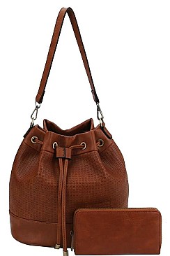 2IN1 BUCKET SHOULDER BAG WITH MATCHING WALLET