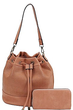 2IN1 BUCKET SHOULDER BAG WITH MATCHING WALLET