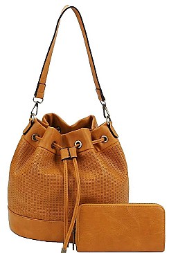 2IN1 BUCKET SHOULDER BAG WITH MATCHING WALLET