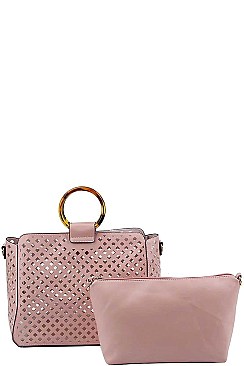 2 IN 1 DIAMOND MESH CUT OFF SATCHEL