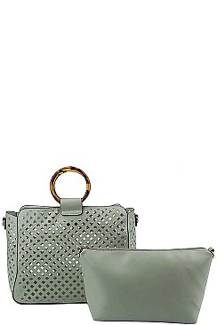 2 IN 1 DIAMOND MESH CUT OFF SATCHEL