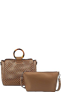 2 IN 1 DIAMOND MESH CUT OFF SATCHEL