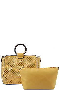 2 IN 1 DIAMOND MESH CUT OFF SATCHEL