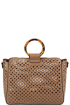 2 IN 1 DIAMOND MESH CUT OFF SATCHEL