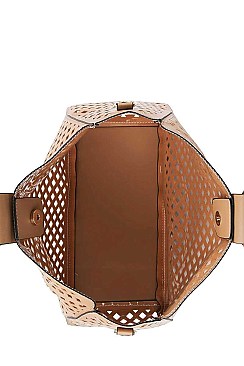 2 IN 1 DIAMOND MESH CUT OFF SATCHEL