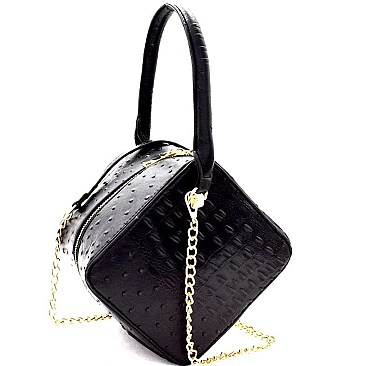 Ostrich Embossed Boxy Medium Satchel Shoulder MH-LHU164