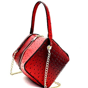 Ostrich Embossed Boxy Medium Satchel Shoulder MH-LHU164