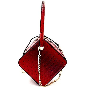 Ostrich Embossed Boxy Medium Satchel Shoulder MH-LHU164