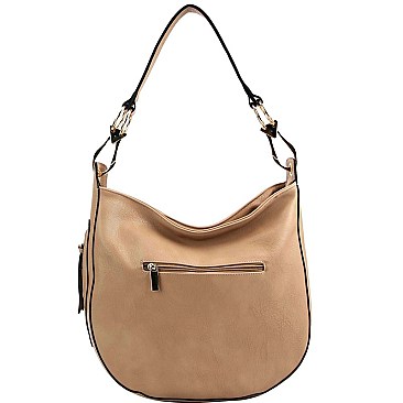 Braid Accent Large Hooked Single Strap Hobo Wallet SET