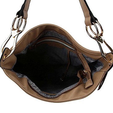 Braid Accent Large Hooked Single Strap Hobo Wallet SET